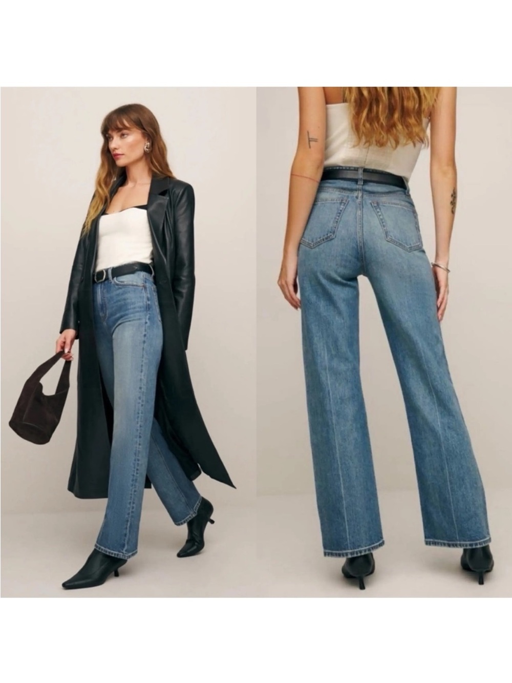 Reformation Wilder High-Rise Wide-Leg Jeans in Light Vintage Wash — Size 23